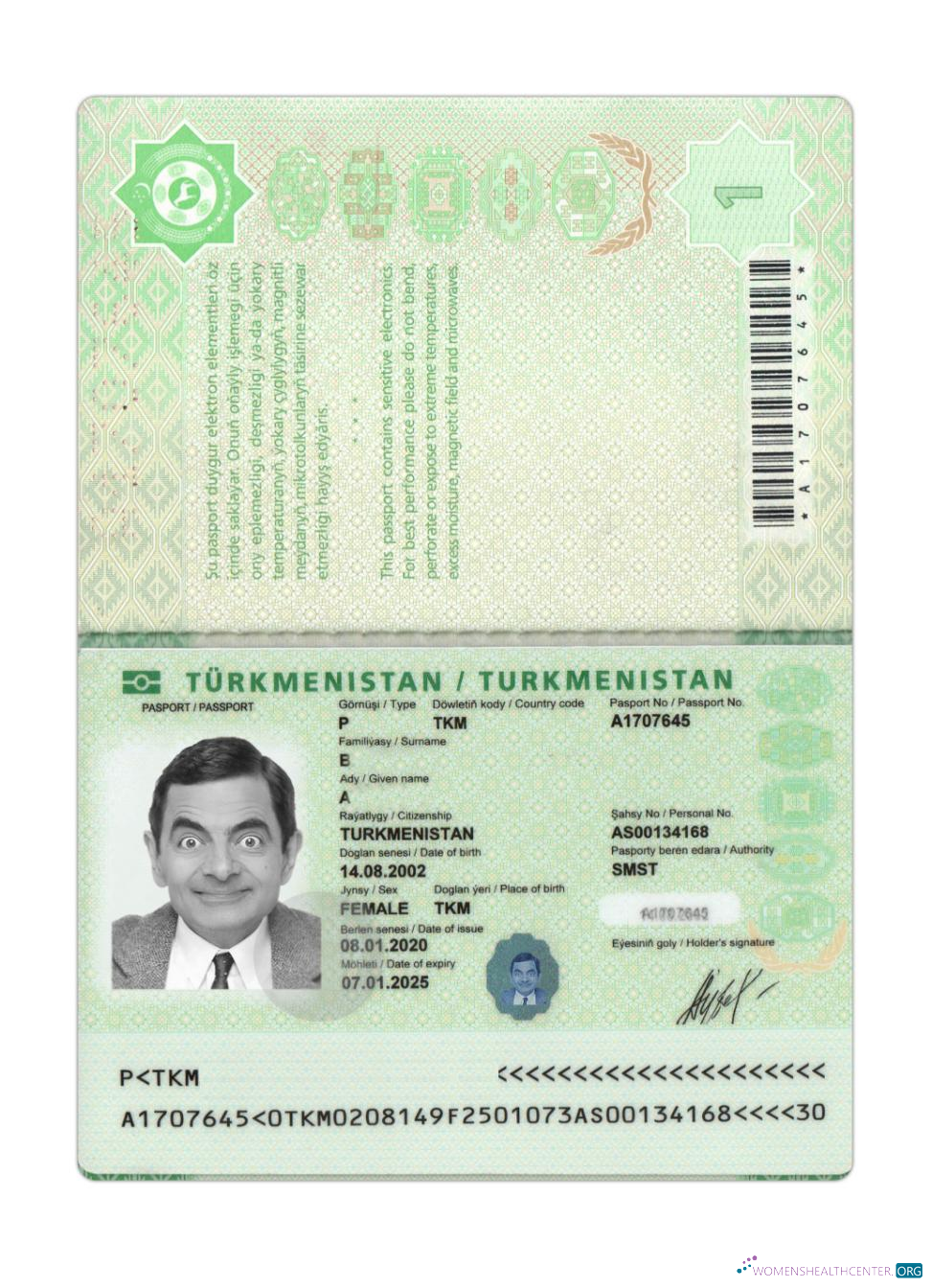 Download Turkmenistan passport 2020 present Photoshop template